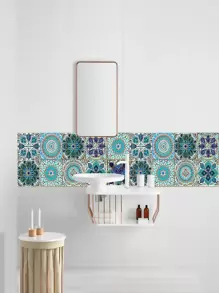 10pcs Mandala Pattern Wall Tile Paper, Peel And Stick Tile For Home Decor, Renovation Stickers Peel Wall Panels, Wall Paper, Wallpapers, Spring Decoration Items Refresh Your Home, Rama Decoration Stickers - Multicolor - View 7