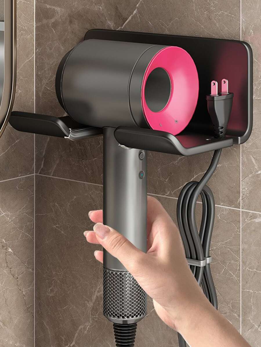 1入組塑料吹風機支架浴室免打孔頭髮護理工具架