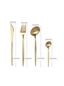 4pcs Stainless Steel Cutlery Set - Gold - View 2