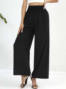 SHEIN Privé Quần nữ Túi Dải chun màu trơn Giải trí - màu đen - Xem 6