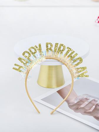 1 Stück Kunststoff Party Requisiten Stirnband, kreative Glitzerbuchstaben und Lametta Dekor Party Stirnband für Geburtstag