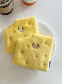 1pc Pet Plush Squeaky Toy In Cheese & Biscuit Design, Suitable For Hide-and-seek And Sniffing Games, With Crinkle Paper For Cats And Dogs - Yellow - View 2