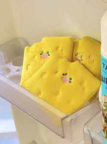 1pc Pet Plush Squeaky Toy In Cheese & Biscuit Design, Suitable For Hide-and-seek And Sniffing Games, With Crinkle Paper For Cats And Dogs - Yellow - View 3