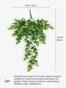 1入組塑料人造葉藤仿真植物綠藤派對 - 綠色 - 查看 3