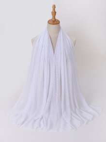 Party 1pc Women Faux Pearl Decor Fashionable Scarf For Daily Decoration Accessories Women - Red - View 16