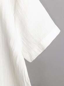 SHEIN Young Boy Linen Shirt And Weaving Shorts Two Piece Set - White - View 4