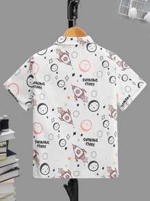 SHEIN 男孩字母和卡通圖案襯衫不帶T恤