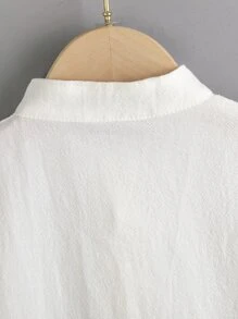 SHEIN Young Boy Linen Shirt And Weaving Shorts Two Piece Set - White - View 7