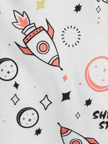 SHEIN 男孩字母和卡通圖案襯衫不帶T恤