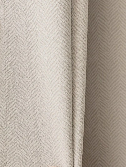 1pc Solid Color Blackout Herringbone Curtain, Chenille Fabric Curtain Panel, Minimalist Elegant For Bedroom, Living Room, Balcony, Daily Casual Home Decor