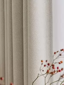 1pc Pole Pocket Herringbone Curtain, Blackout Chenille Fabric, Lightweight & Luxurious, Minimalist Style For Bedroom Or Living Room, Home Decor