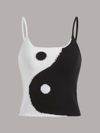 Cami Strick Top mit Yin & Yang Muster