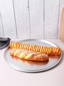 1pc Stainless Steel Pizza Pan, Classic Pizza Tray For Kitchen - Silver - View 3