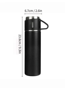 專業保溫杯1個304不銹鋼禮品套裝不銹鋼茶杯車載雙層不銹鋼水杯不銹鋼保溫瓶連杯3件