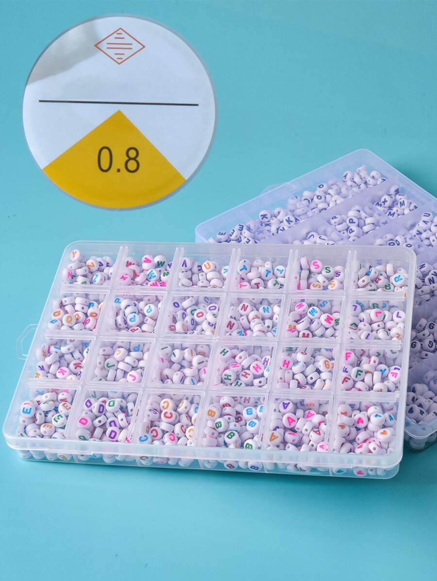 1 hộp Chi tiết chữ cái Phụ kiện trang sức hạt DIY & 1 cuộn chỉ DIY - Nhiều màu - Xem 1