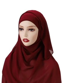Solid Chiffon Hijab - Burgundy - View 1