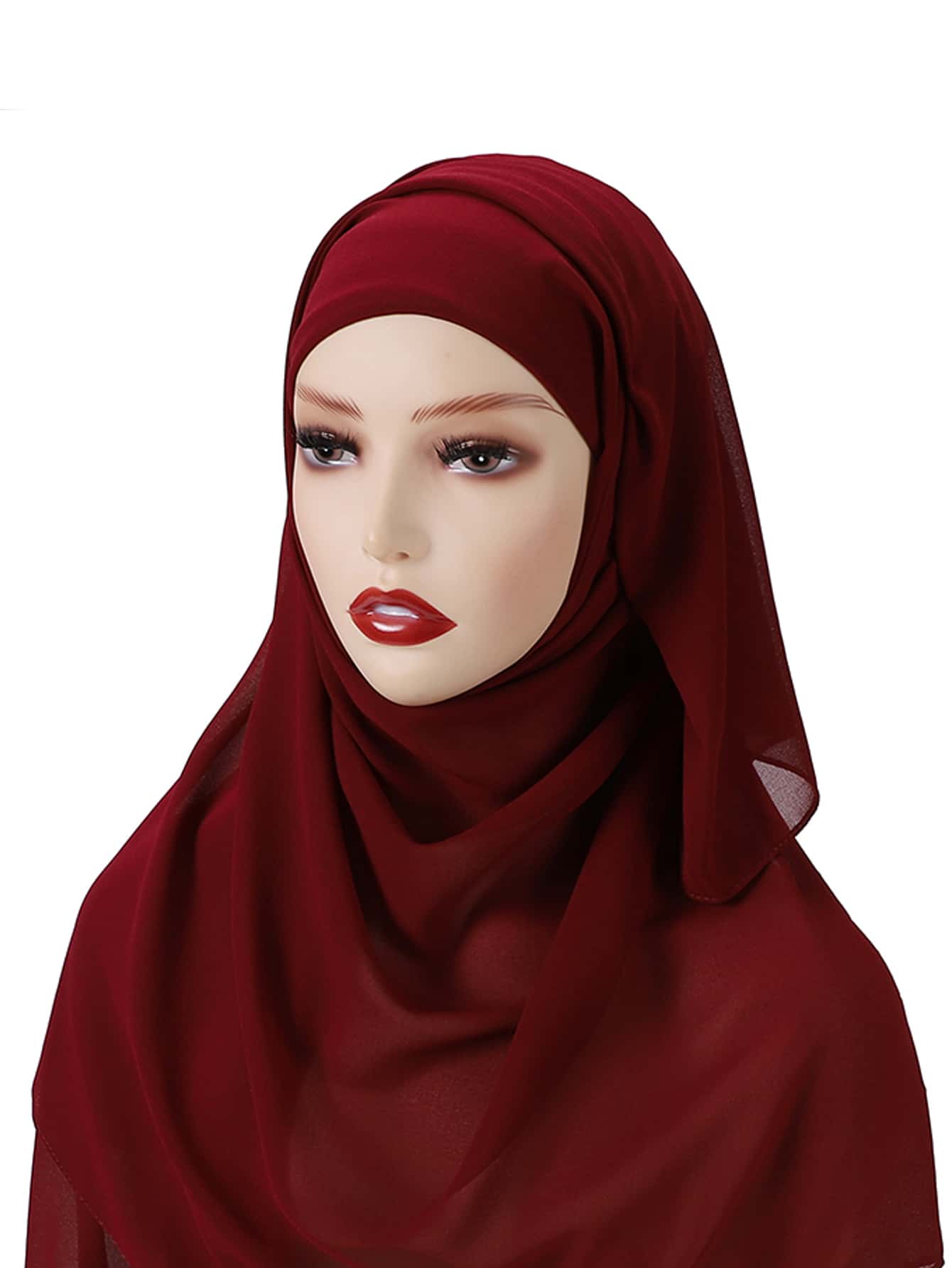 Solid Chiffon Hijab - Burgundy - View 1