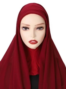 Solid Chiffon Hijab - Burgundy - View 2