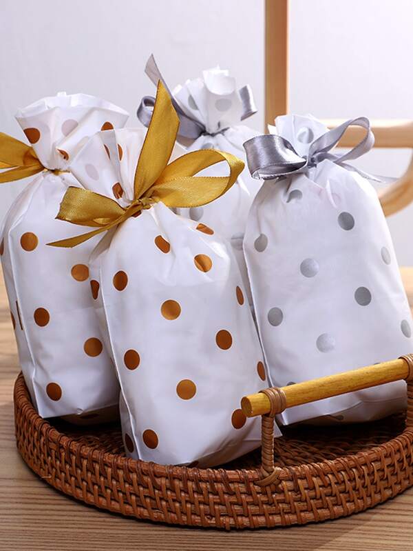 12pcs/set Plastic Gift Bag, Minimalist Polka Dot Pattern Gift Wrapping Bag For Party SHEIN USA