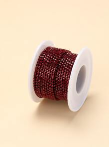 1roll Crystal DIY Sewing Decoration, Rhinestone Decor Chain DIY Decoration For Sewing - Burgundy - View 1