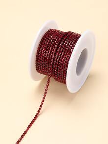 1roll Crystal DIY Sewing Decoration, Rhinestone Decor Chain DIY Decoration For Sewing - Burgundy - View 3