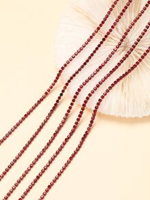 1roll Crystal DIY Sewing Decoration, Rhinestone Decor Chain DIY Decoration For Sewing - Burgundy - View 4