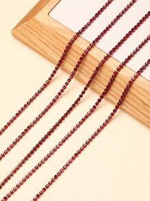 1roll Crystal DIY Sewing Decoration, Rhinestone Decor Chain DIY Decoration For Sewing - Burgundy - View 5