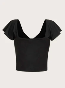 SHEIN ICON Western Cowgirl Rhinestone Star Pattern Ruched Bust Crop Tee - Black - View 11