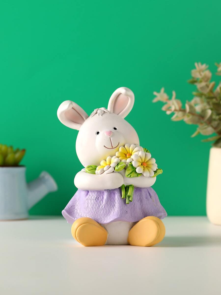 1pc Polyresin Decoration Craft, Cute Rabbit Design Decoration Object For Home - Multicolor - View 1