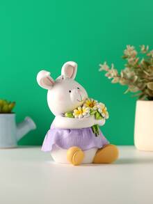 1pc Polyresin Decoration Craft, Cute Rabbit Design Decoration Object For Home - Multicolor - View 2