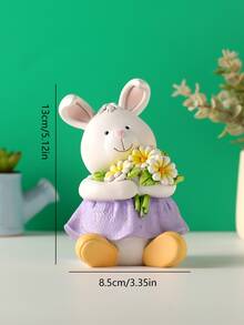 1pc Polyresin Decoration Craft, Cute Rabbit Design Decoration Object For Home - Multicolor - View 4