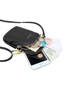 FOREVER MIYIN Ví điện thoại nữ Lá thư Có thể điều chỉnh được Đúng mốt - màu đen - Xem 5