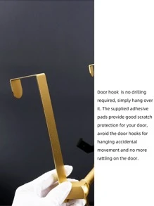 1 Hợp Kim Nhôm Trên Móc Treo Cửa Cổ Điển Đục Lỗ Không Trên Cửa Móc Cho Gia Đình - Vàng - Xem 4