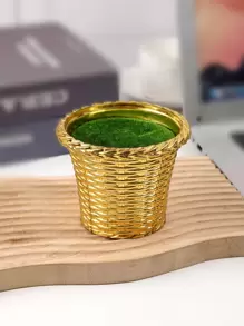 1pc Plastic Flower Vase, Creative Golden Vase For Artificial Flower And Home Decor - Gold - View 1