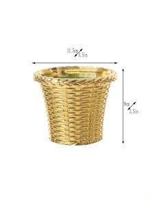 1pc Plastic Flower Vase, Creative Golden Vase For Artificial Flower And Home Decor - Gold - View 3