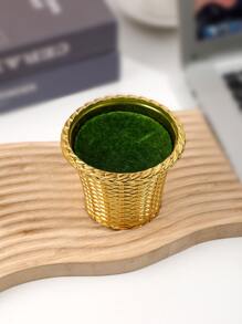 1pc Plastic Flower Vase, Creative Golden Vase For Artificial Flower And Home Decor - Gold - View 4