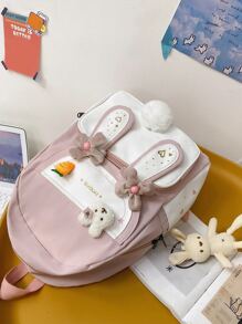 Chicas Mochila funcional de dos tonos con accesorio de bolso - Rosa - Ver 3