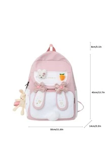 Chicas Mochila funcional de dos tonos con accesorio de bolso - Rosa - Ver 4