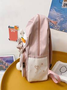Chicas Mochila funcional de dos tonos con accesorio de bolso - Rosa - Ver 5