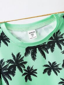 Toddler Boys Coconut Tree Print Tee - Green - View 4