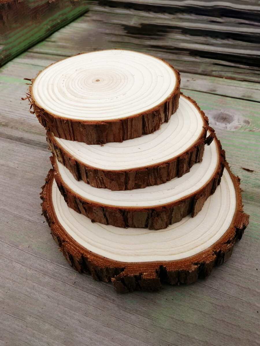 5 cái/bộ Thủ công trang trí bằng gỗ, Đối tượng trang trí thiết kế gốc cây sáng tạo cho gia đình - Màu be - Xem 1