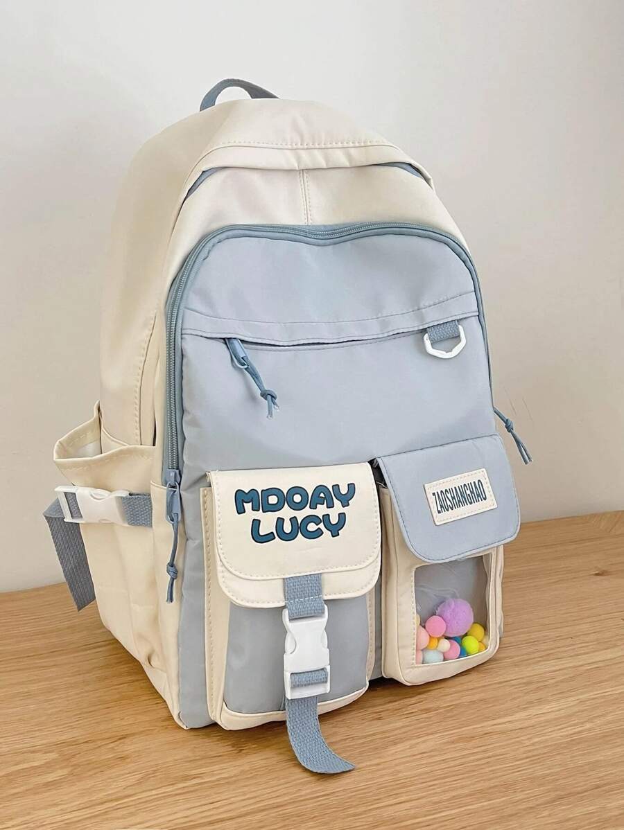 Chicas Mochila funcional de dos tonos con accesorio de bolso - Azul - Ver 1