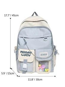 Chicas Mochila funcional de dos tonos con accesorio de bolso - Azul - Ver 4