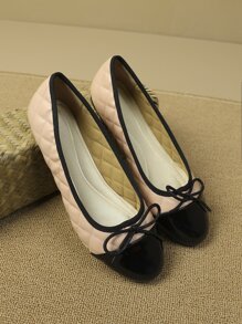 Women's Non-Slip Bow Patchwork Round Toe Flats Elegant Casual Shoes - Multicolor - View 2