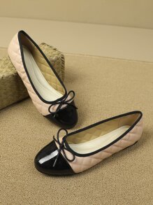 Women's Non-Slip Bow Patchwork Round Toe Flats Elegant Casual Shoes - Multicolor - View 3