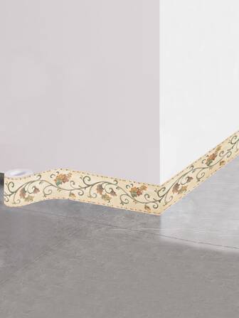 1卷PVC腰線貼現代花卉圖案家用地板密封貼