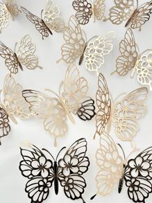 12 szt./zestaw naklejek z PVC z motylem, 3D, wydrążona naklejka do dekoracji pokoju, kreatywna naklejka z motylem do domu, naklejki, naklejka ścienna, naklejka winylowa do dekoracji domu, wiosenne dekoracje odświeżające dom, naklejki na dekoracje świąteczne, prezenty urodzinowe, ukończenie szkoły