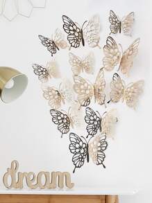 12 szt./zestaw naklejek z PVC z motylem, 3D, wydrążona naklejka do dekoracji pokoju, kreatywna naklejka z motylem do domu, naklejki, naklejka ścienna, naklejka winylowa do dekoracji domu, wiosenne dekoracje odświeżające dom, naklejki na dekoracje świąteczne, prezenty urodzinowe, ukończenie szkoły