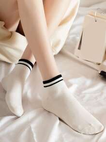 2對女式隨機條紋圖案休閒風格及踝襪 - 彩色 - 查看 5