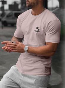 Manfinity RSRT Men Tropical Print Tee - Dusty Pink - View 1